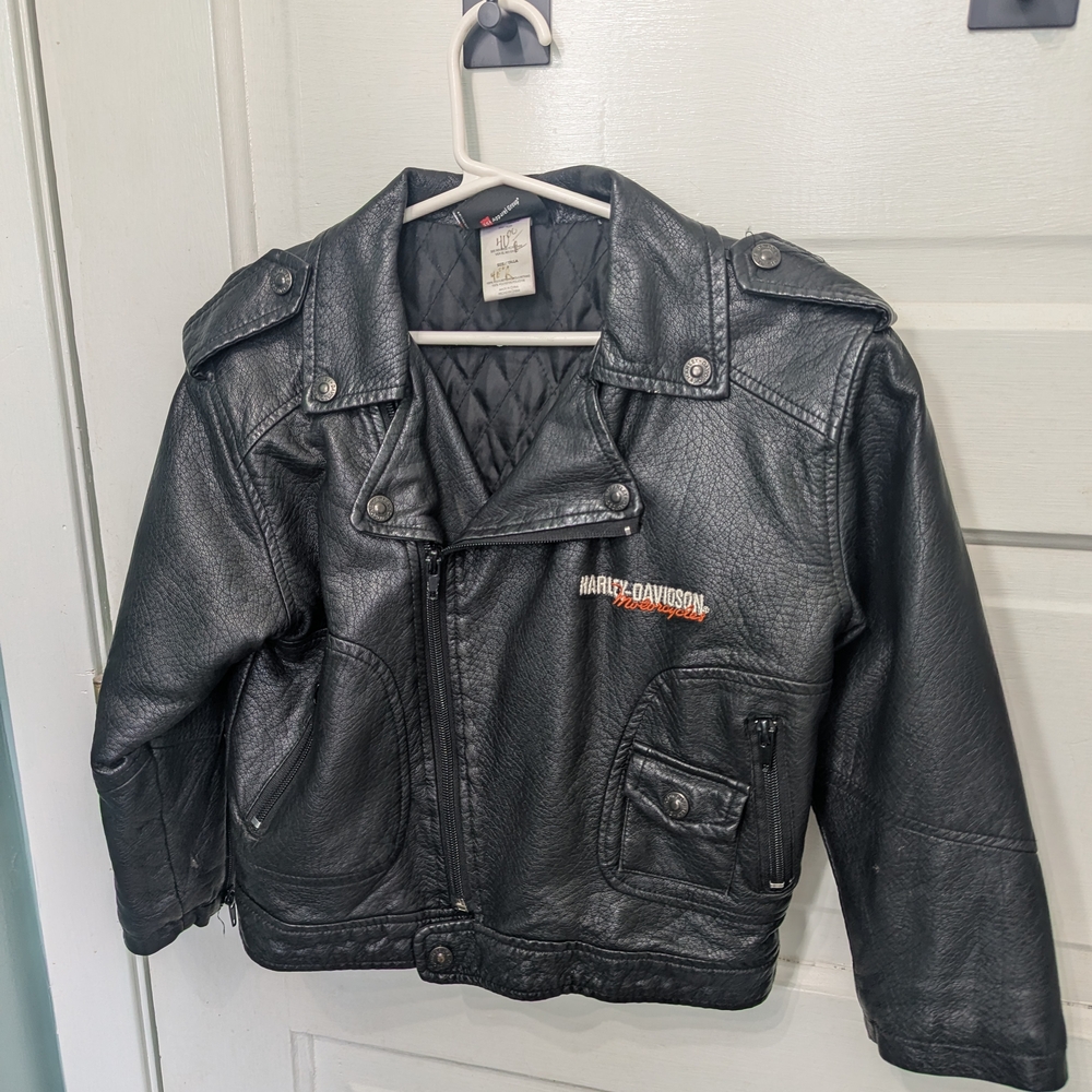 Vintage Harley-Davidson Kids Black Leather Jacket